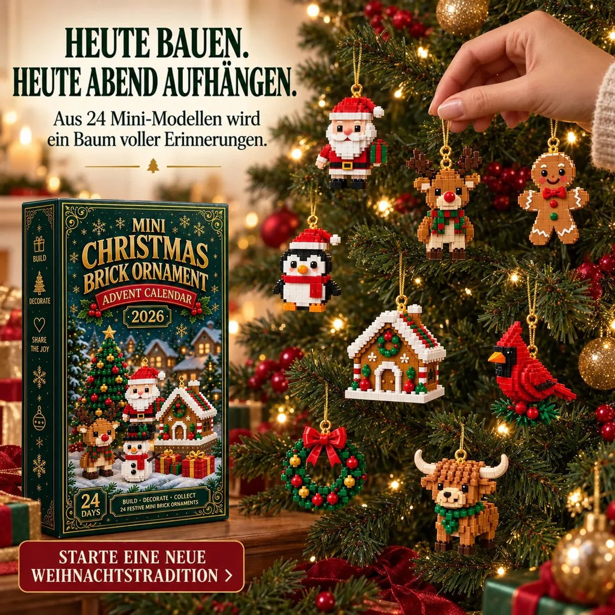 Advent Calendar Building Set 24 Mini Brick Ornaments