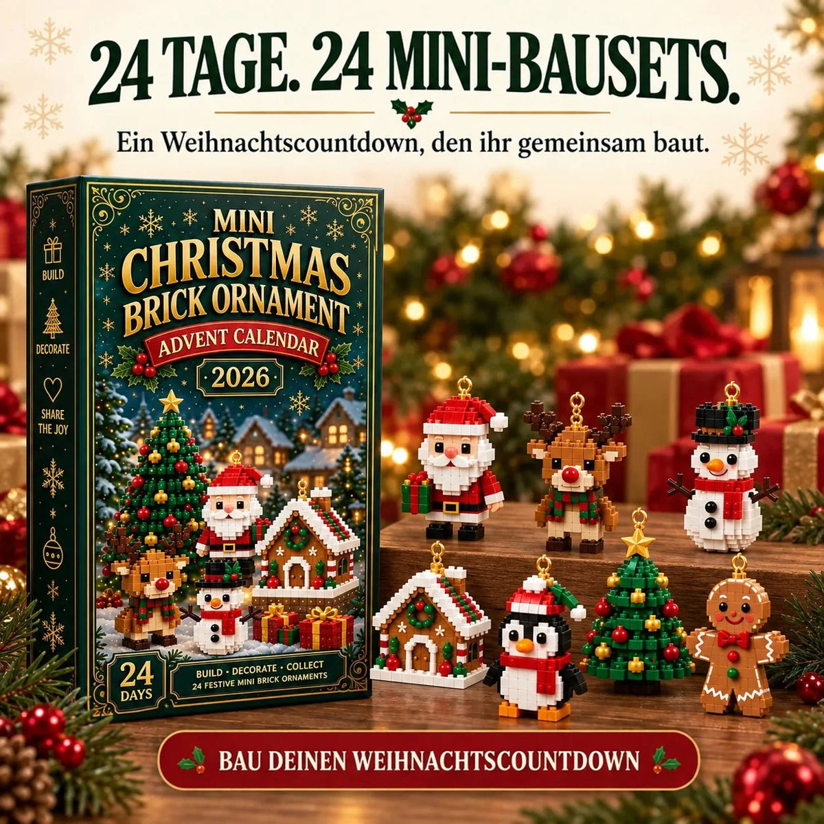 Advent Calendar Building Set 24 Mini Brick Ornaments