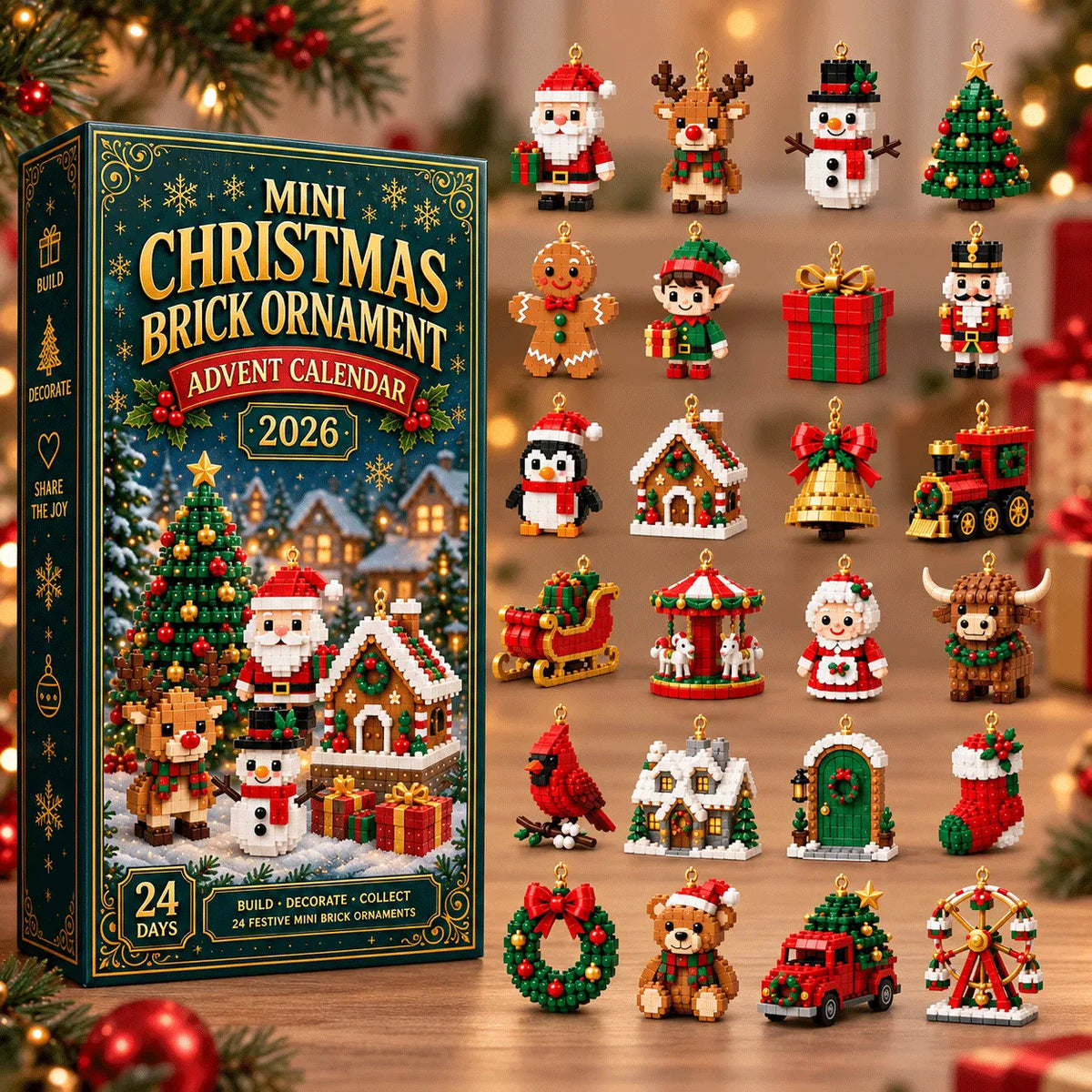 Advent Calendar Building Set 24 Mini Brick Ornaments