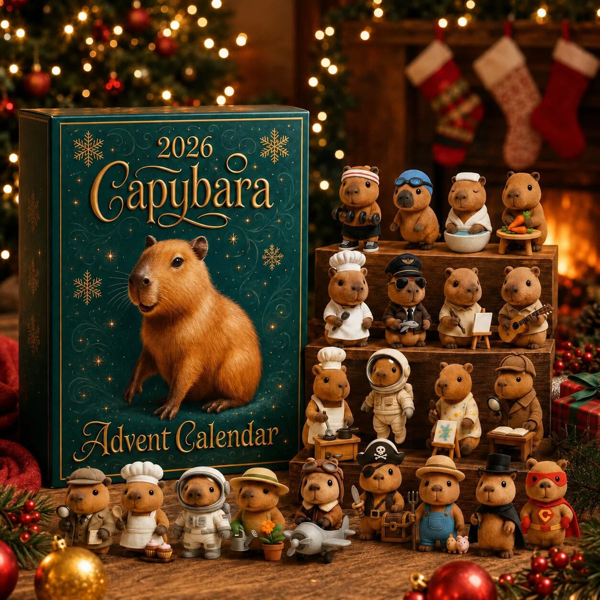 Advent Calendar Capybara Ornaments 24-Day Countdown