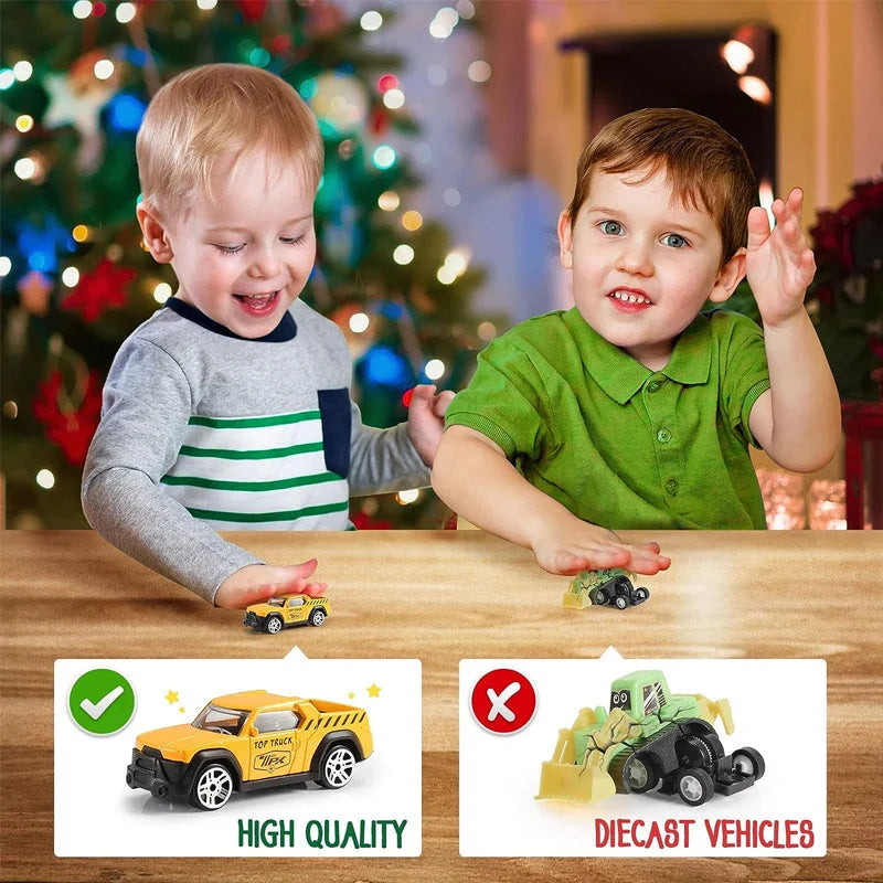 Advent Calendar Construction Vehicles & Play Board for Kids