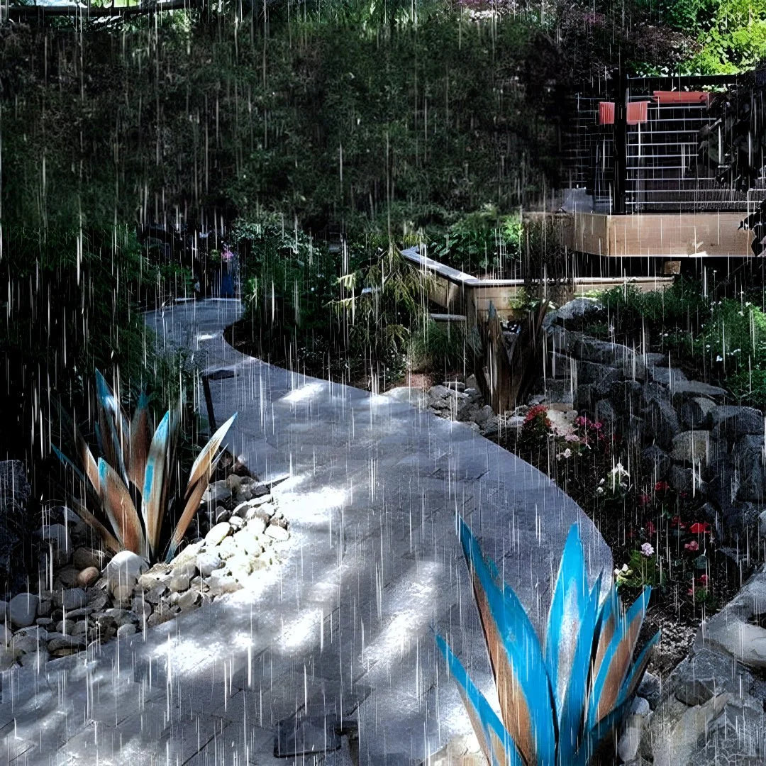 Agave Garden Sculpture Powder-Coated Metal Weatherproof 3D Design