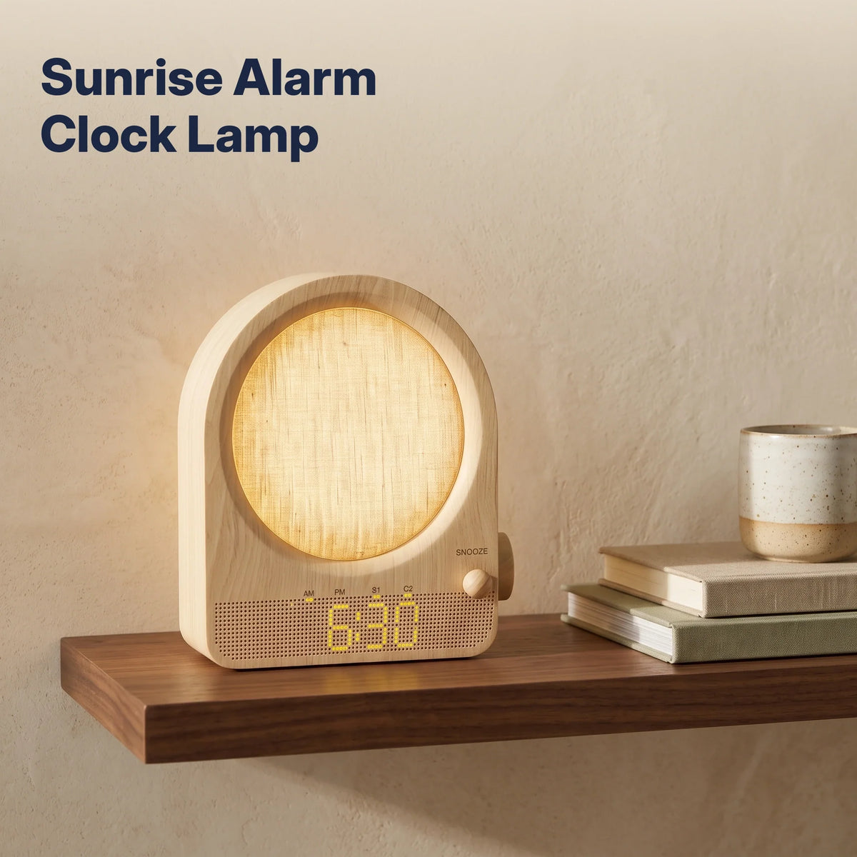 Alarm Clock Sunrise Light 3D Moon Lamp Dual Alarms