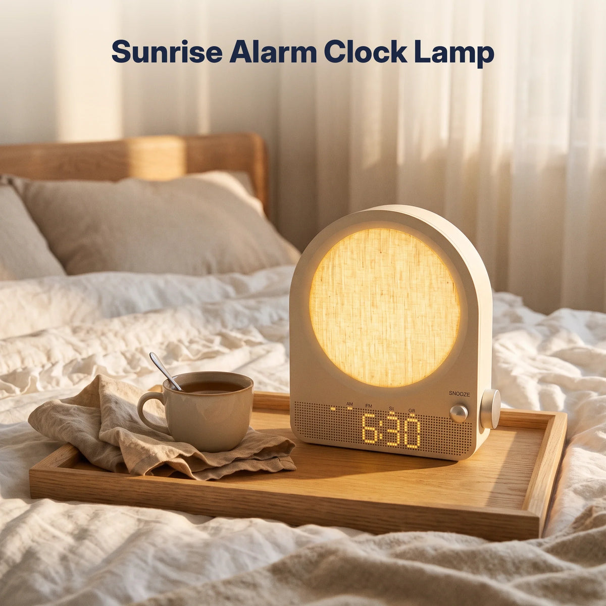 Alarm Clock Sunrise Light 3D Moon Lamp Dual Alarms