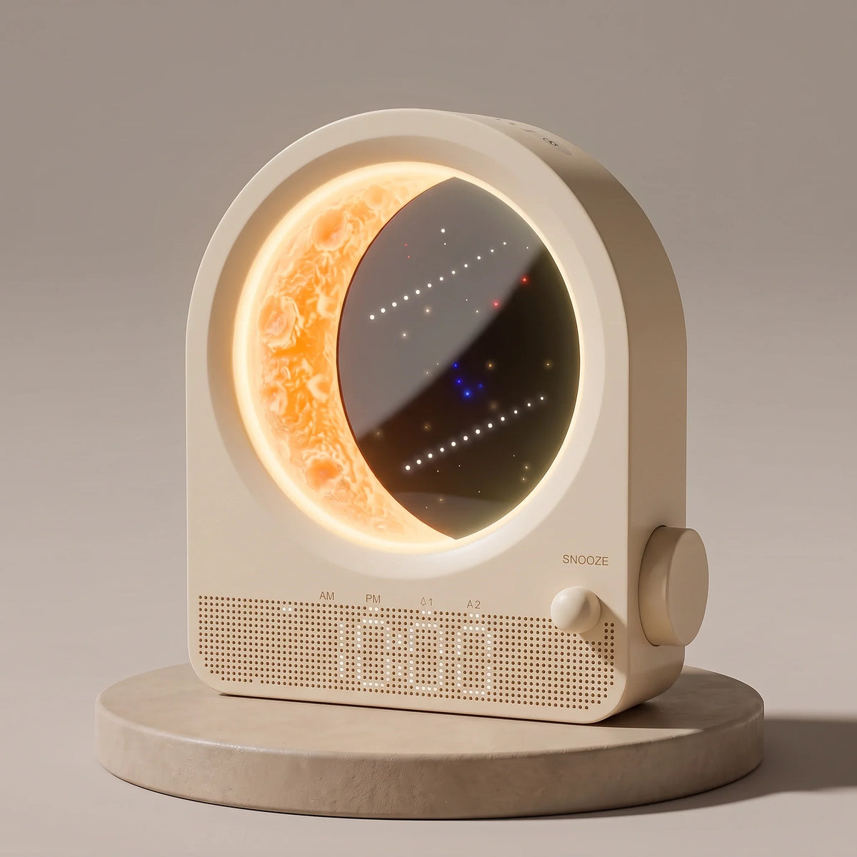 Alarm Clock Sunrise Light 3D Moon Lamp Dual Alarms