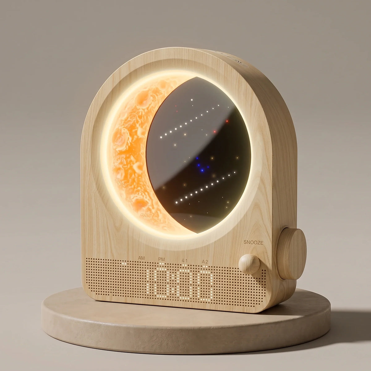 Alarm Clock Sunrise Light 3D Moon Lamp Dual Alarms