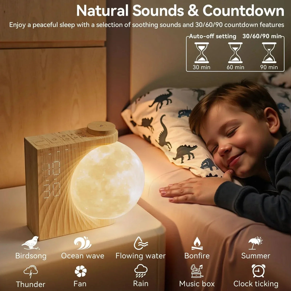 Alarm Clock Sunrise Simulation Relaxing Sleep Sounds Dimmable Display
