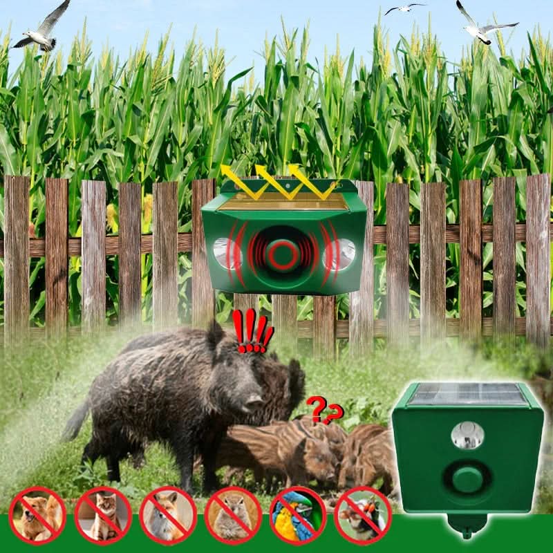 Animal Repellent Solar-Powered Alarm & LED Lights