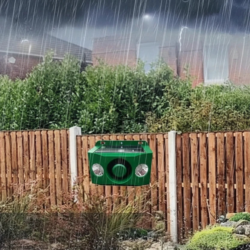 Animal Repellent Solar-Powered Alarm & LED Lights