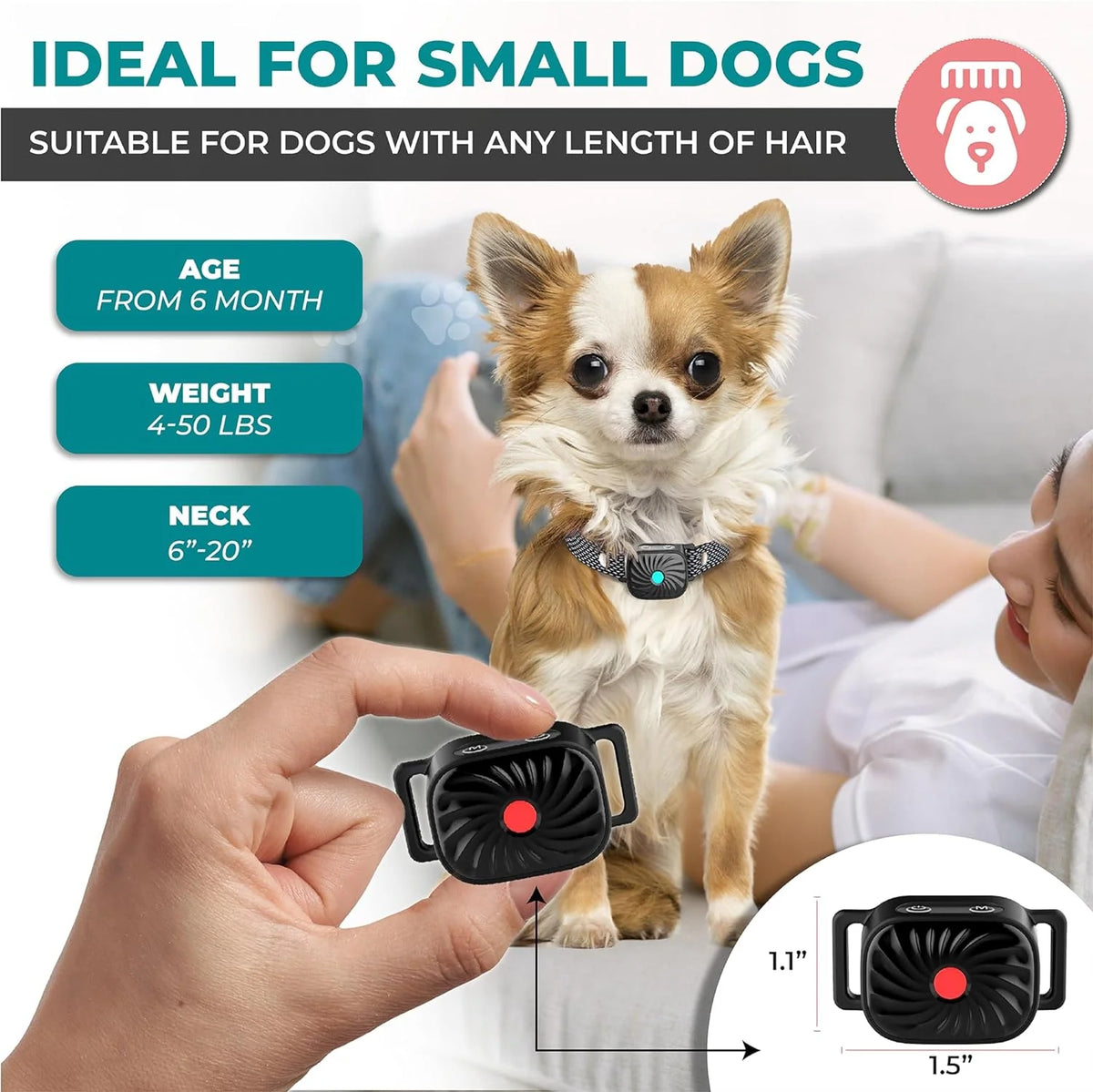 Anti-Bark Collar for Small Dogs Sound & Vibration No-Shock