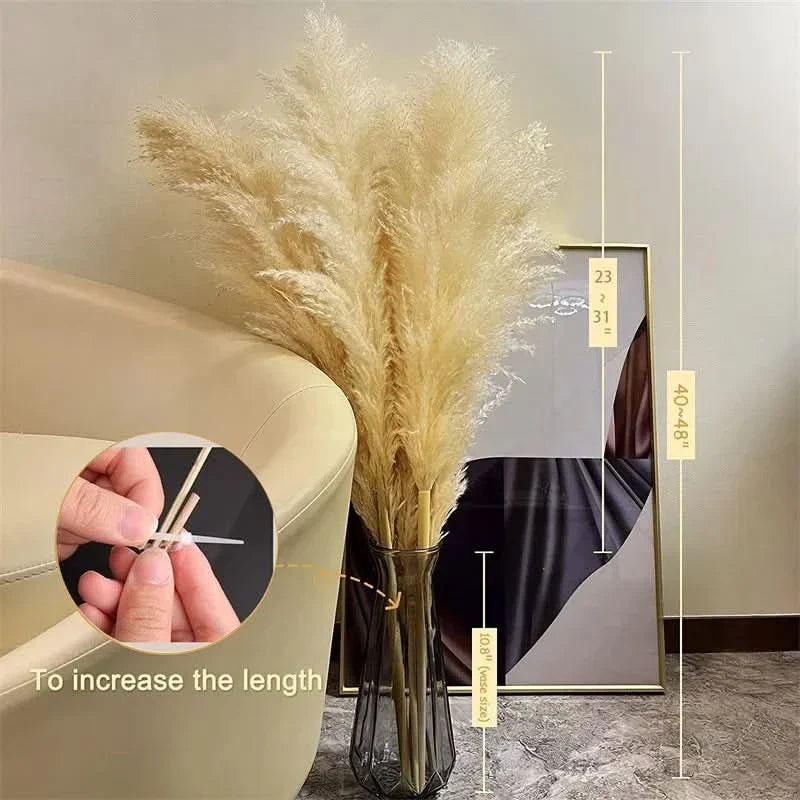 Artificial Pampas Grass Stems 25.6 Inch No Watering