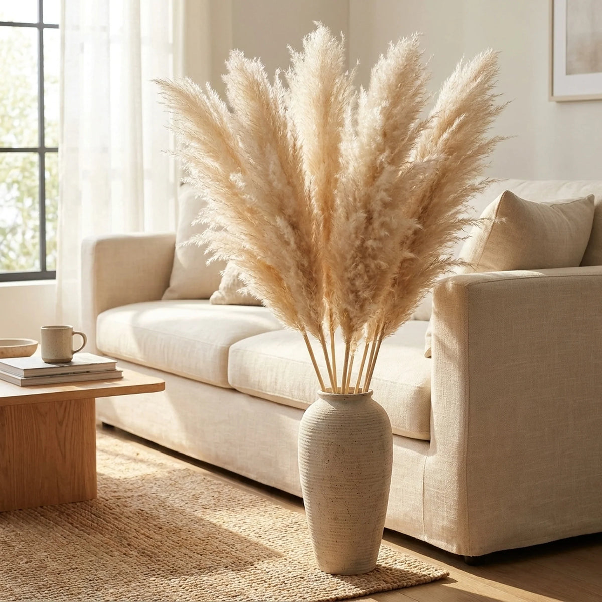 Artificial Pampas Grass Stems 25.6 Inch No Watering