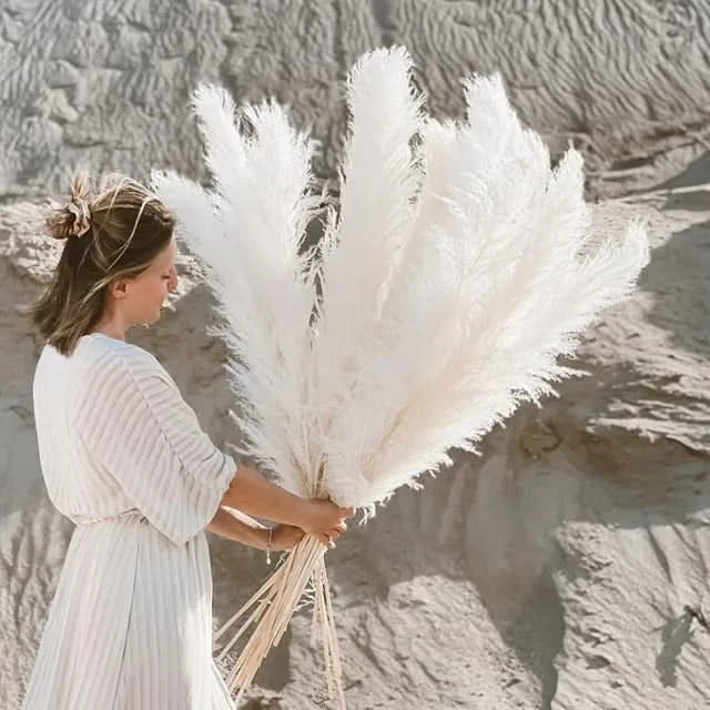 Artificial Pampas Grass Stems 25.6 Inch No Watering
