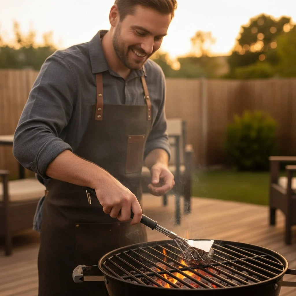 BBQ Grill Brush Bristle-Free Three-Head With Scraper