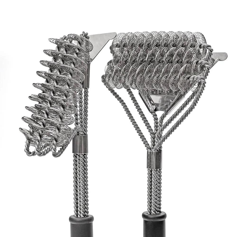 BBQ Grill Brush Bristle-Free Three-Head With Scraper