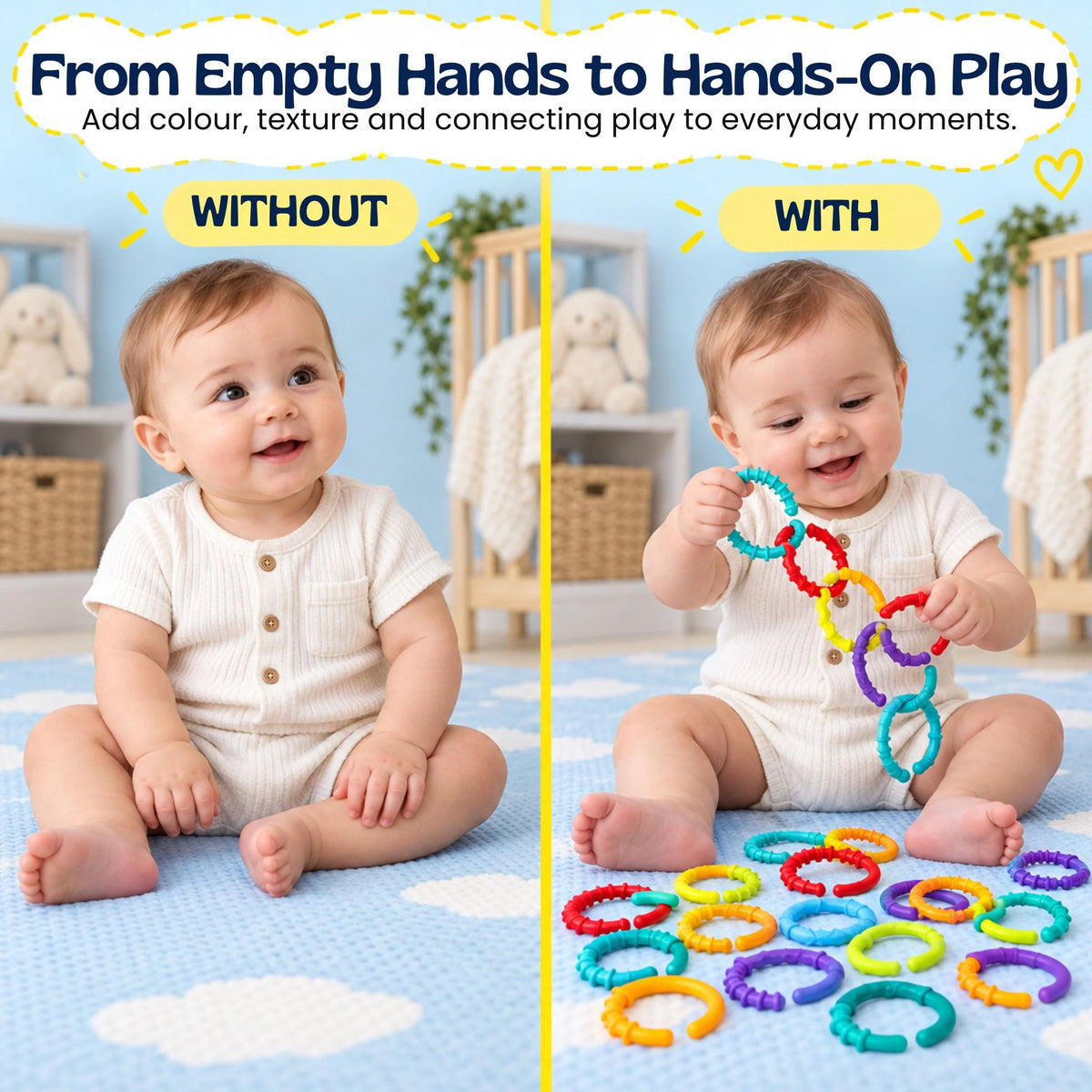 Baby Linking Rings Textured Sensory Set of 24