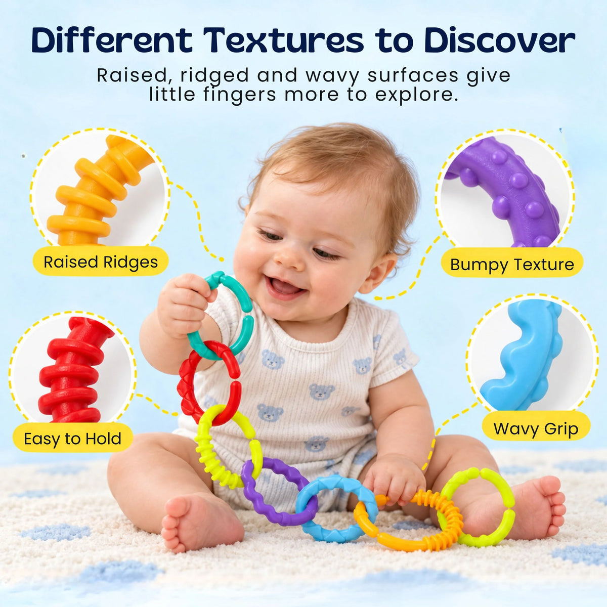 Baby Linking Rings Textured Sensory Set of 24