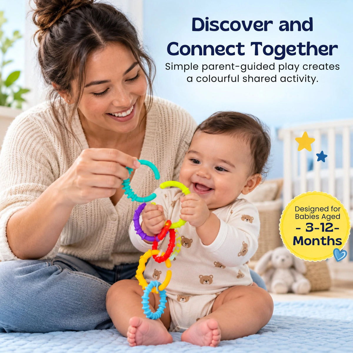 Baby Linking Rings Textured Sensory Set of 24