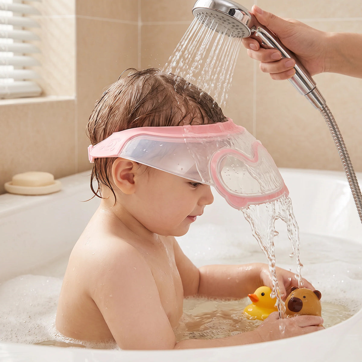 Baby Shampoo Rinse Visor Adjustable Fit 360° Eye & Ear Coverage