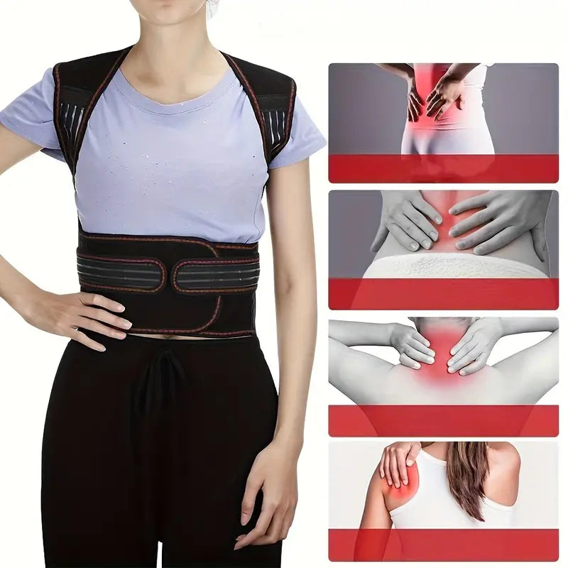 Back Brace Adjustable Magnetic Infrared Warmth Breathable Fabric