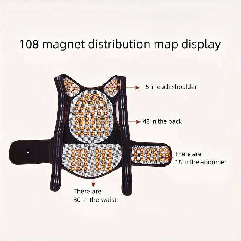 Back Brace Adjustable Magnetic Infrared Warmth Breathable Fabric