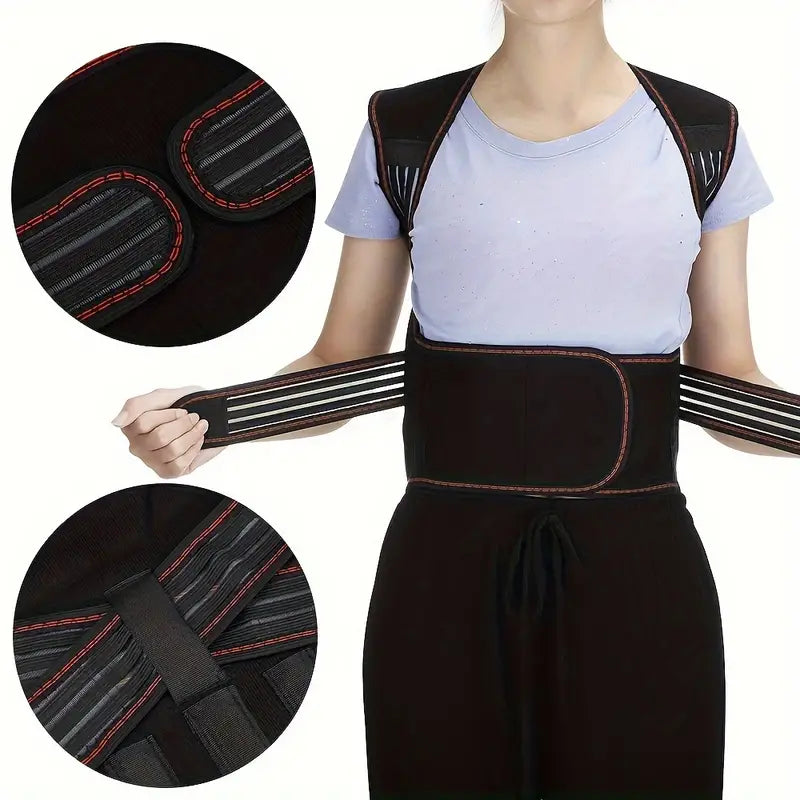 Back Brace Adjustable Magnetic Infrared Warmth Breathable Fabric