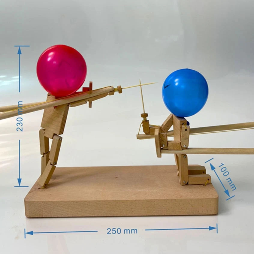 Balloon Duel Game Bamboo Figures Replaceable Balloon Heads