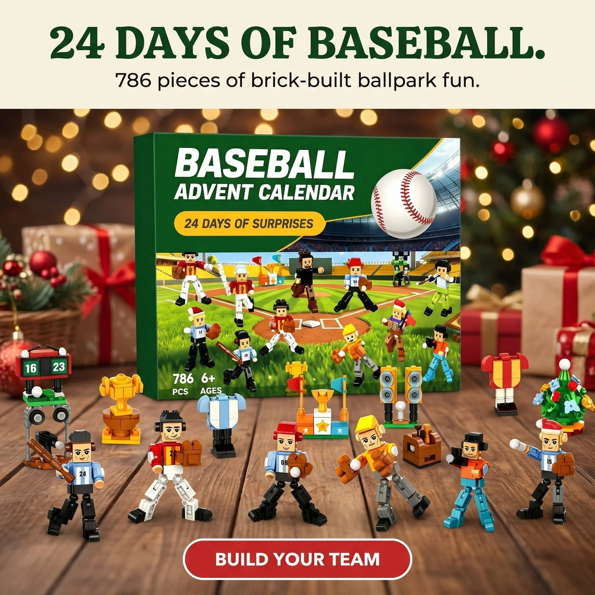 Baseball Advent Calendar Brick Building Set 786 Pieces