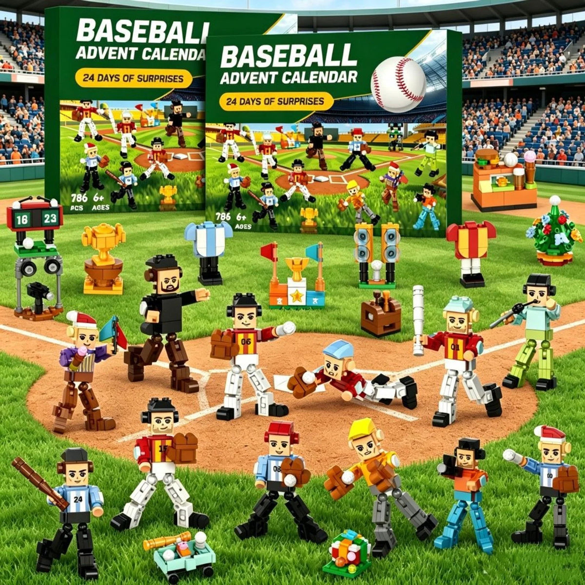 Baseball Advent Calendar Brick Building Set 786 Pieces