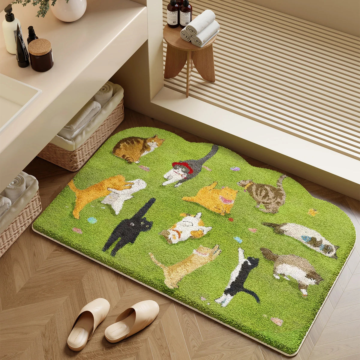 Bath Mat Plush Pet Design Non-Slip Machine Washable