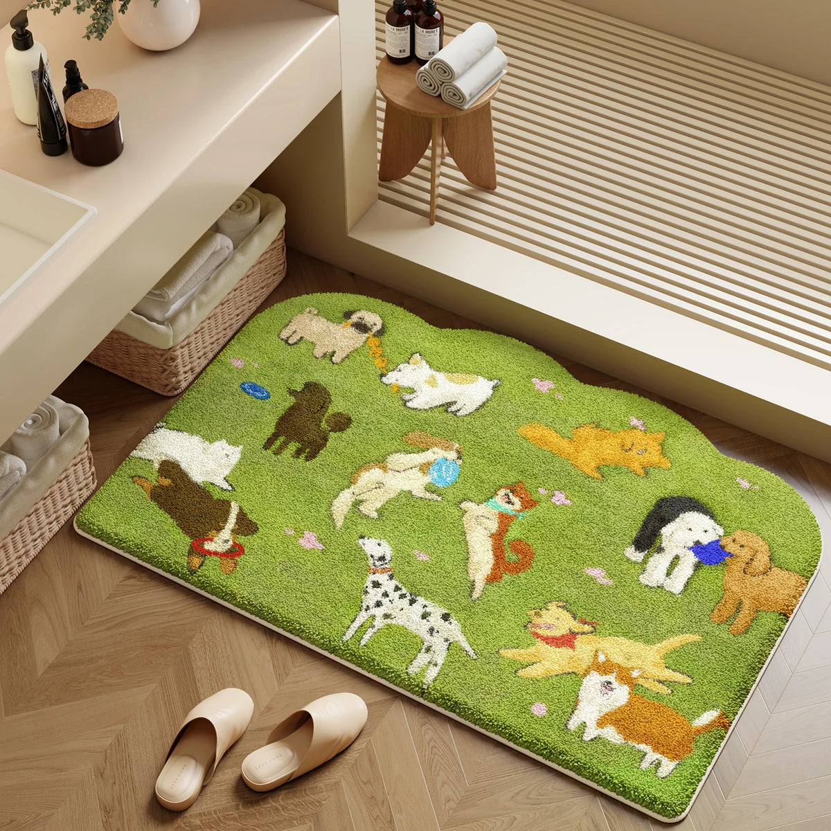 Bath Mat Plush Pet Design Non-Slip Machine Washable