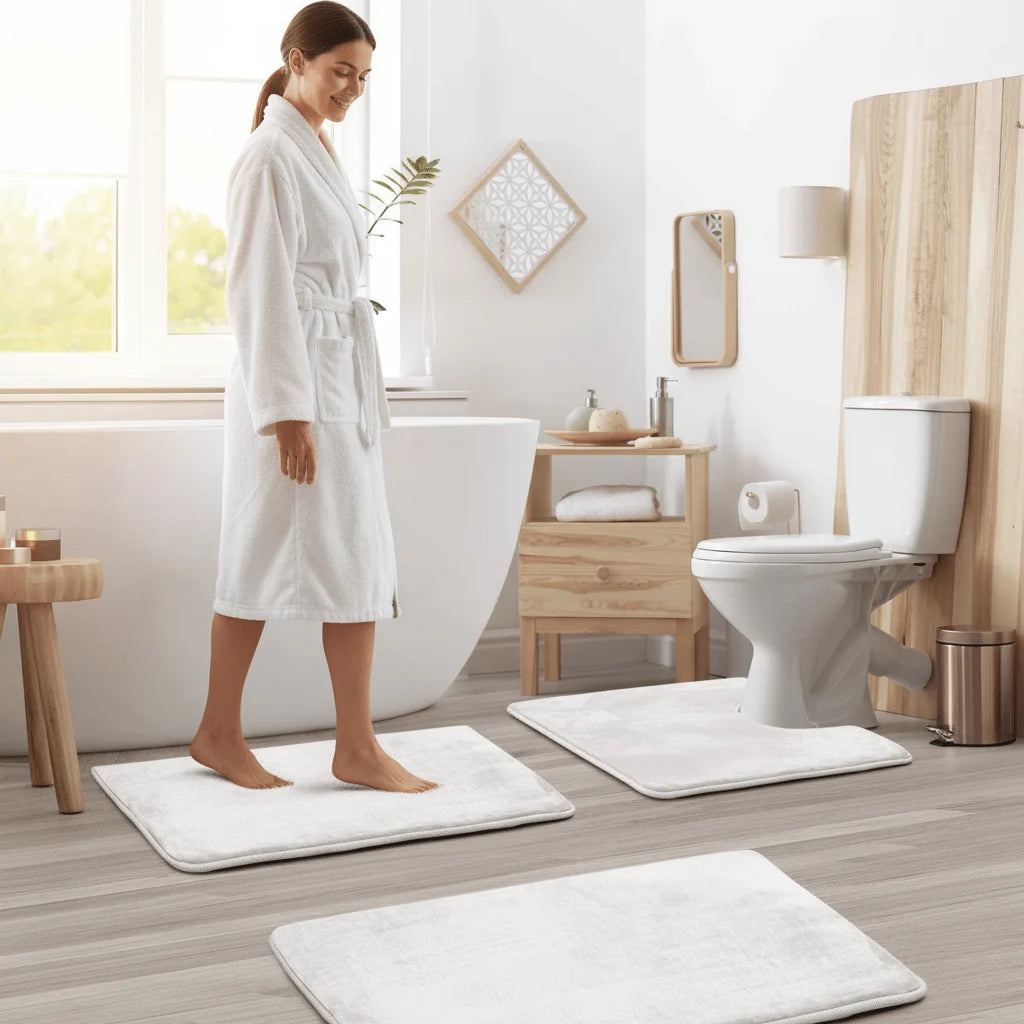 Bath Mat Set Memory Foam Non-Slip Quick-Drying Set of 3