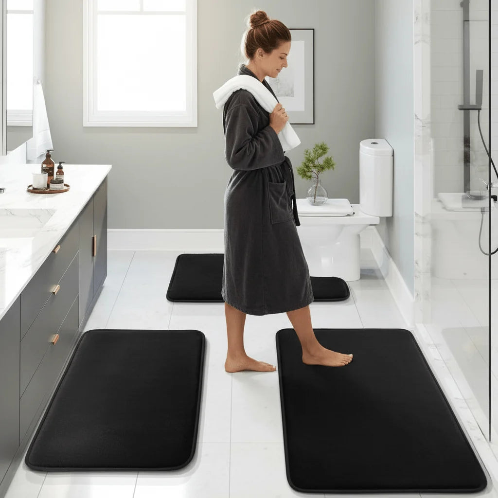 Bath Mat Set Memory Foam Non-Slip Quick-Drying Set of 3