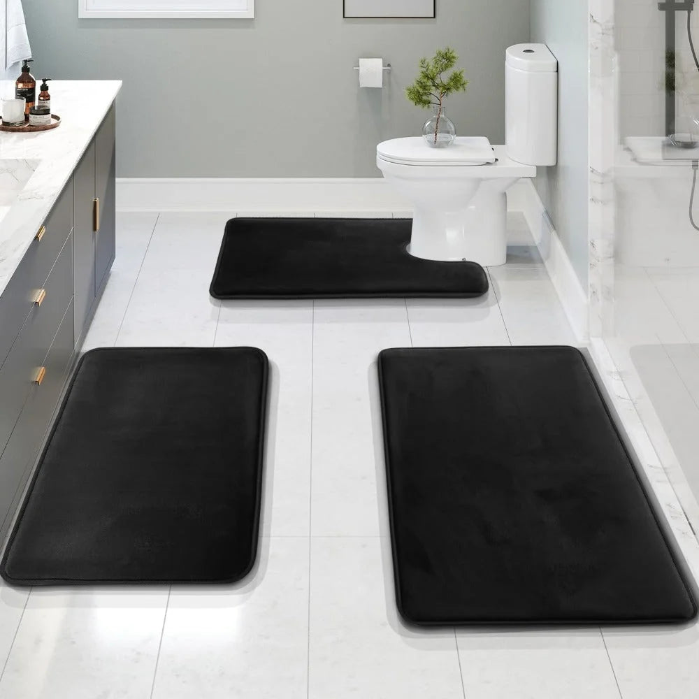 Bath Mat Set Memory Foam Non-Slip Quick-Drying Set of 3