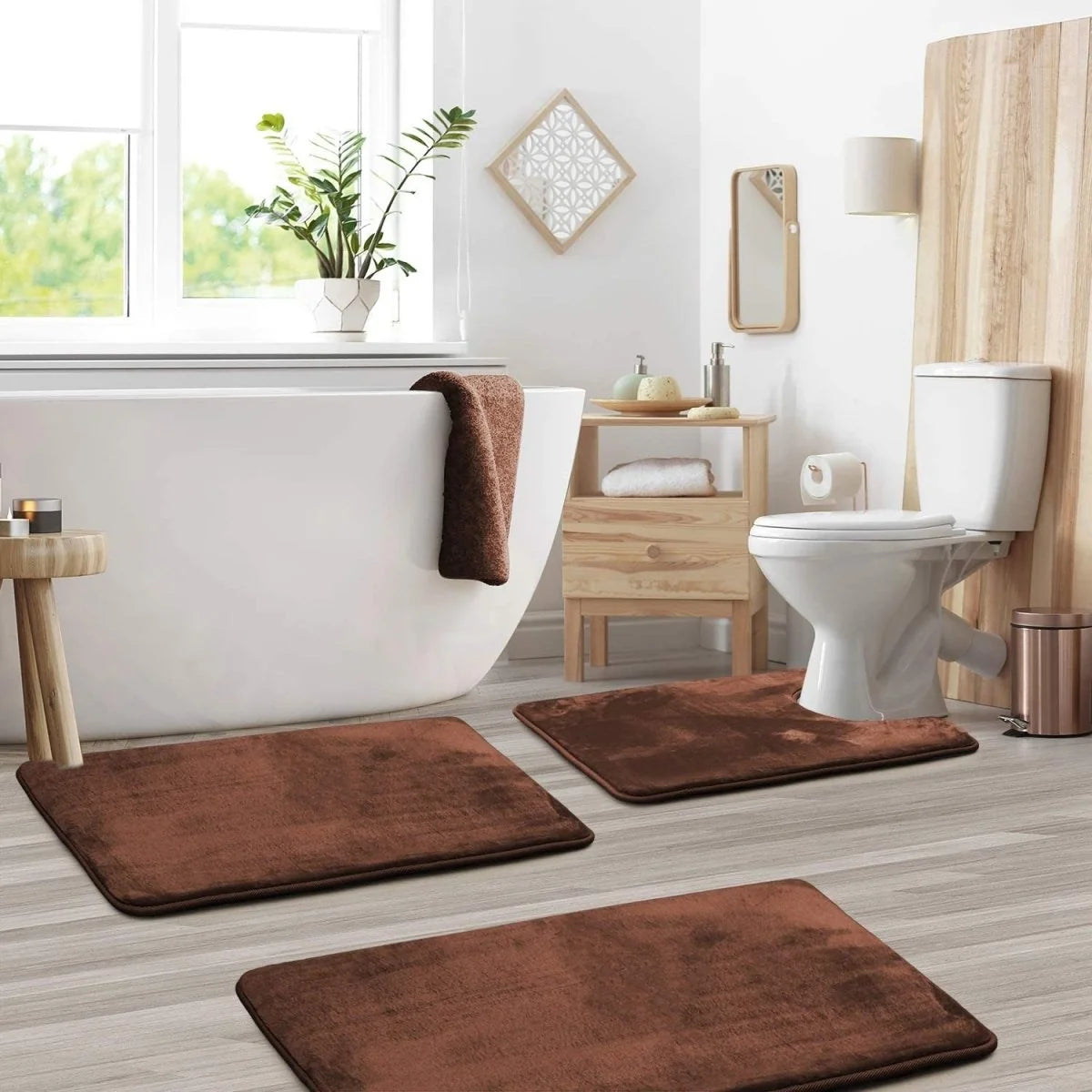 Bath Mat Set Memory Foam Non-Slip Quick-Drying Set of 3