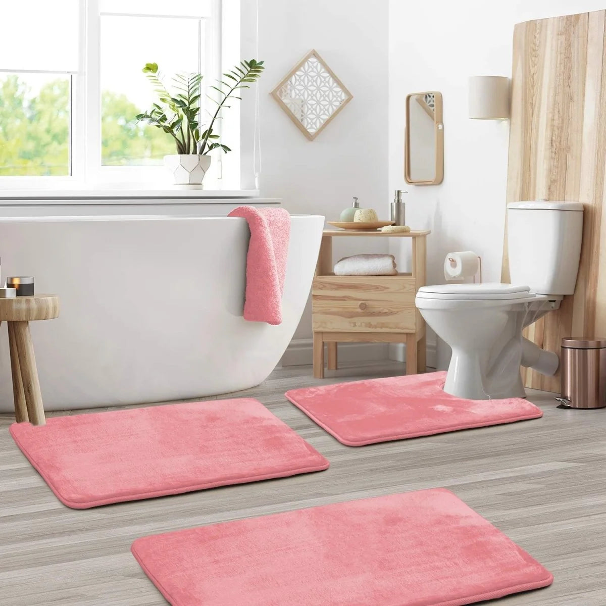 Bath Mat Set Memory Foam Non-Slip Quick-Drying Set of 3