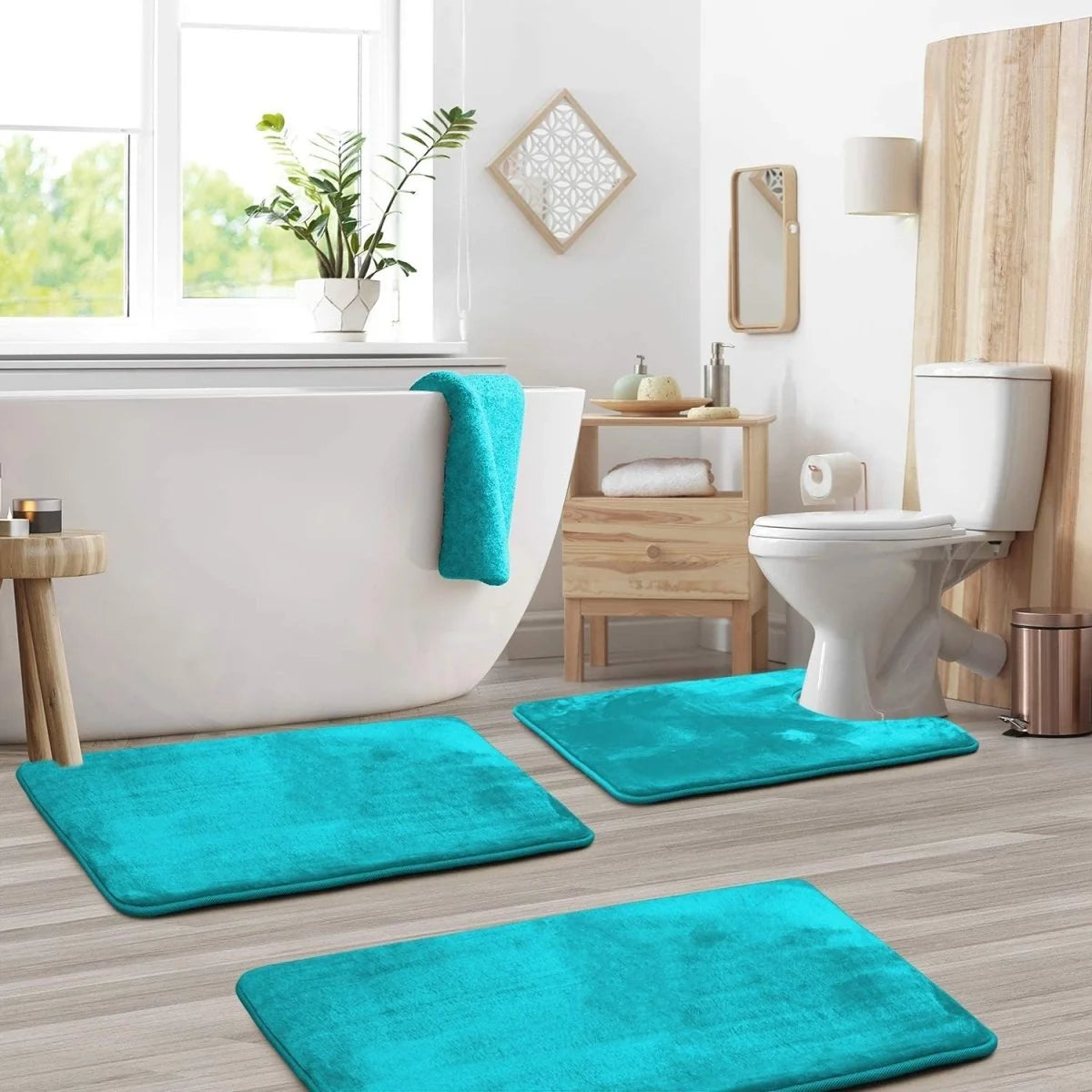 Bath Mat Set Memory Foam Non-Slip Quick-Drying Set of 3