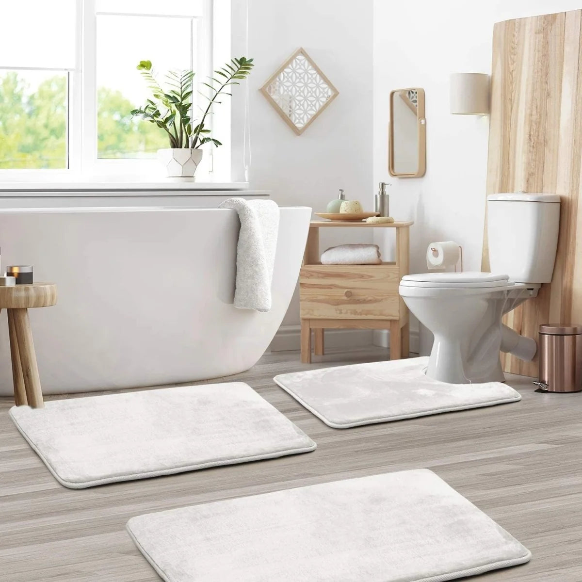 Bath Mat Set Memory Foam Non-Slip Quick-Drying Set of 3