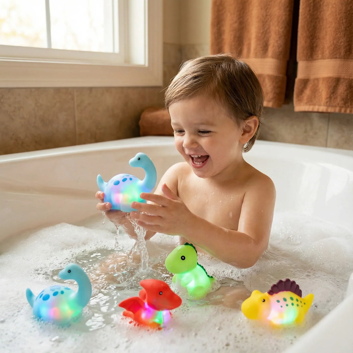 Bath Toy Dinosaur Color-Changing LED Waterproof BPA-Free
