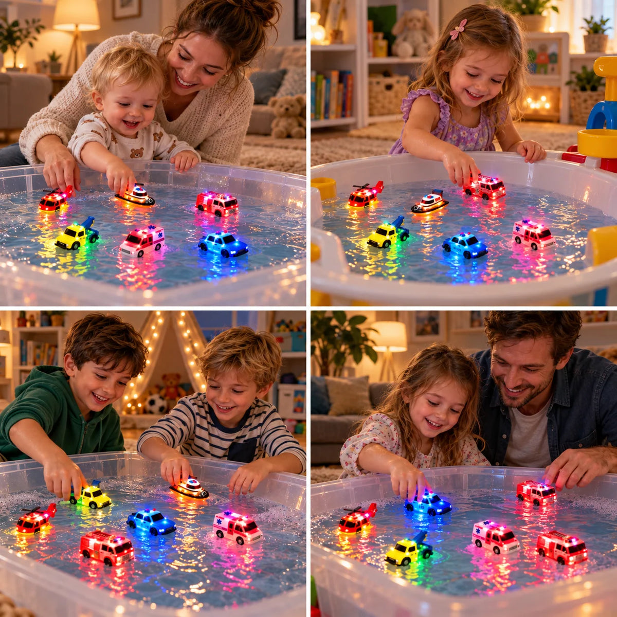 Bath Toys Color-Changing Emergency Vehicles Set of 6