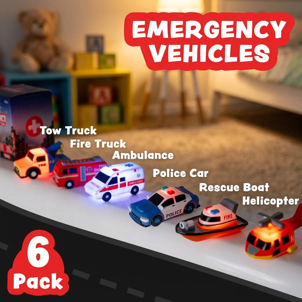 Bath Toys Color-Changing Emergency Vehicles Set of 6
