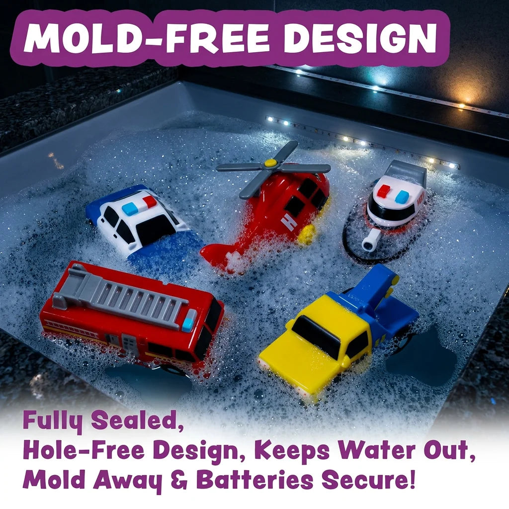 Bath Toys Color-Changing Emergency Vehicles Set of 6