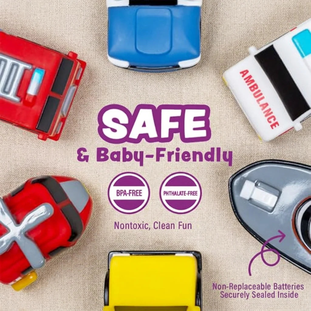 Bath Toys Color-Changing Emergency Vehicles Set of 6
