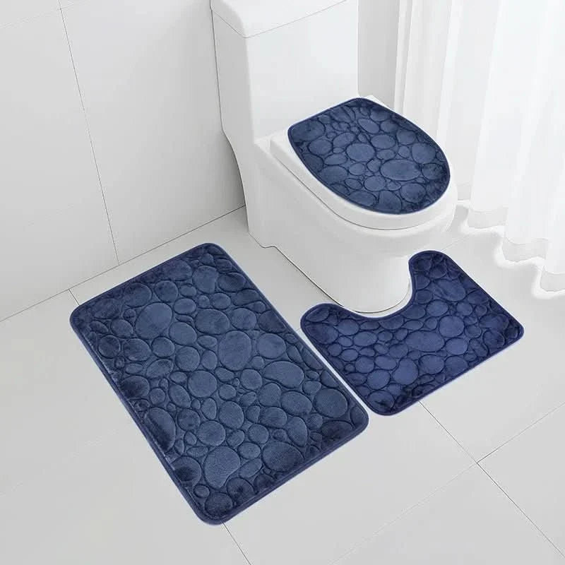 Bathroom Mat Set Absorbent Microfiber 3-Piece Non-Slip Backing