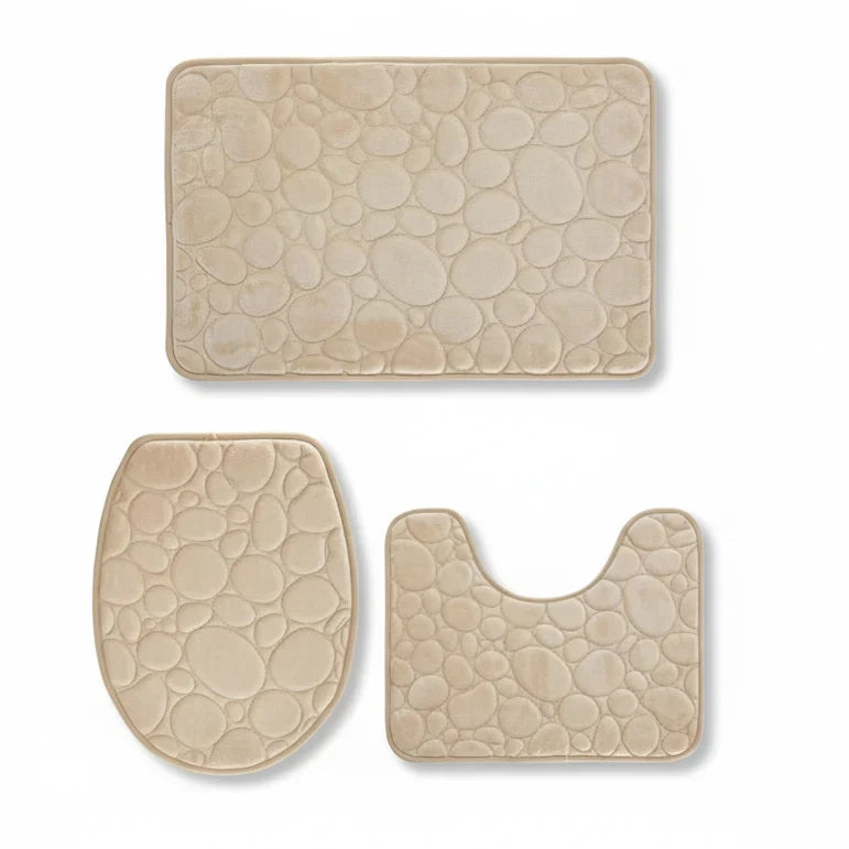 Bathroom Mat Set Absorbent Microfiber 3-Piece Non-Slip Backing