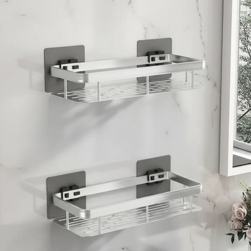 Bathroom Shelf Adhesive Drill-Free Mounting Up to 11 lb Capacity