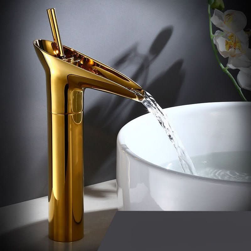Bathroom Sink Faucet Waterfall Spout Antique Bronze Brass