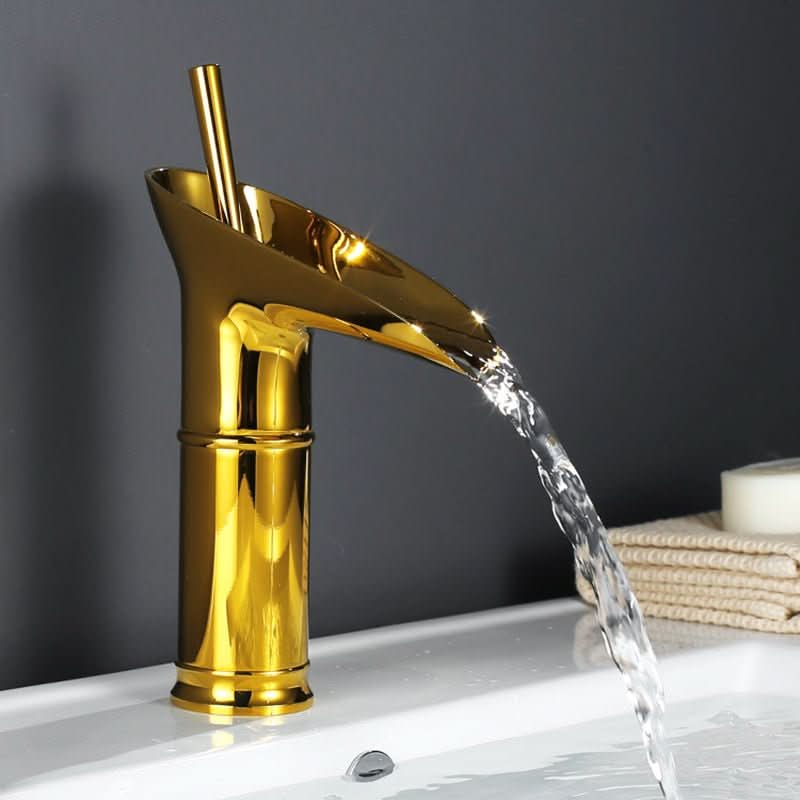 Bathroom Sink Faucet Waterfall Spout Antique Bronze Brass