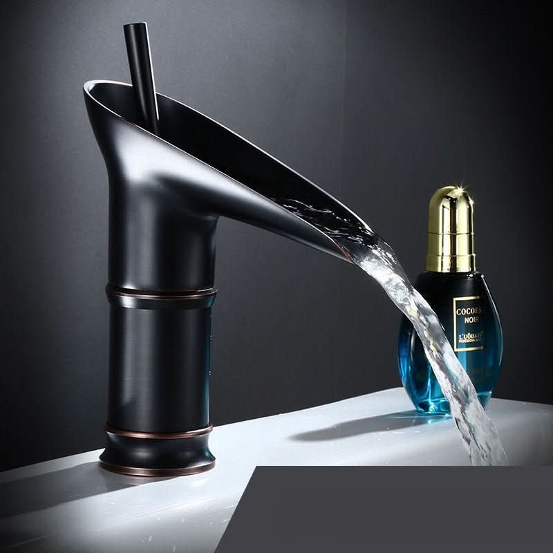 Bathroom Sink Faucet Waterfall Spout Antique Bronze Brass