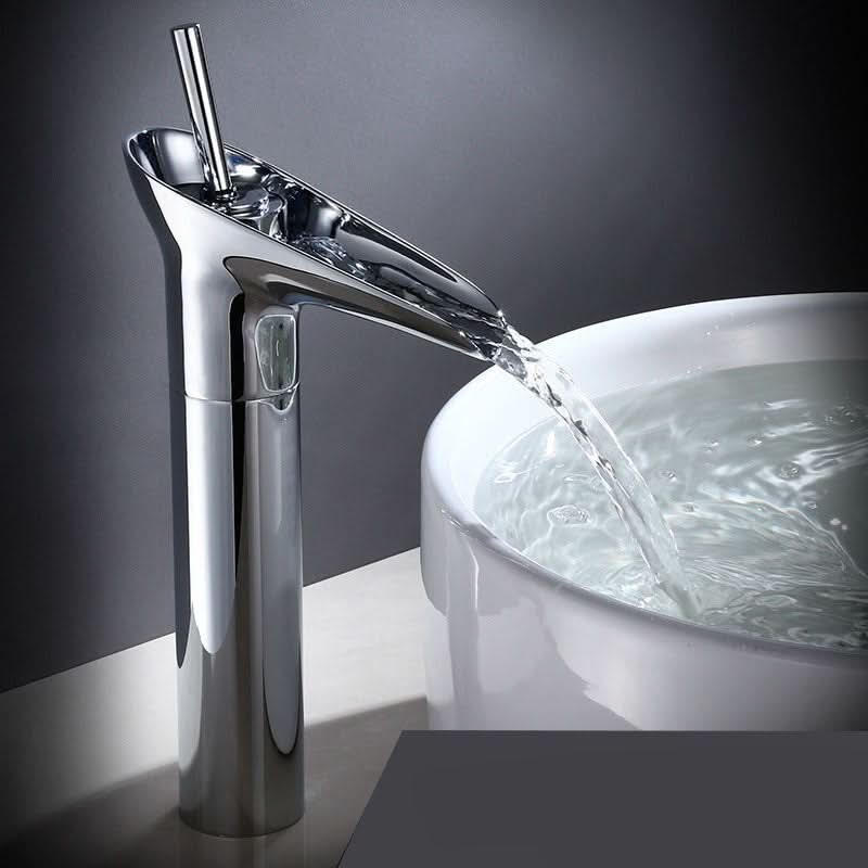 Bathroom Sink Faucet Waterfall Spout Antique Bronze Brass